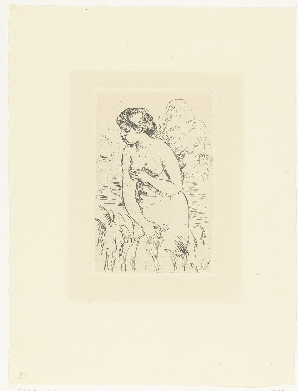 Pysyvä alaston nainen tai uimari Baigneuse debout a mi jambes tekijältä Pierre Auguste Renoir
