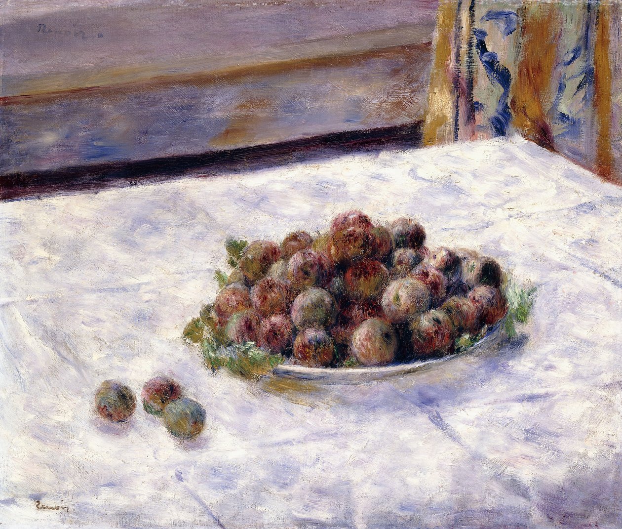 Asetelma, Luumut lautasella, n. 1884 tekijältä Pierre Auguste Renoir