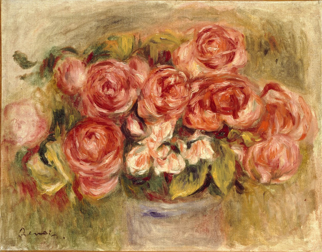 Ruusujen asetelma maljakossa, 1880- ja 1890-luvut tekijältä Pierre Auguste Renoir