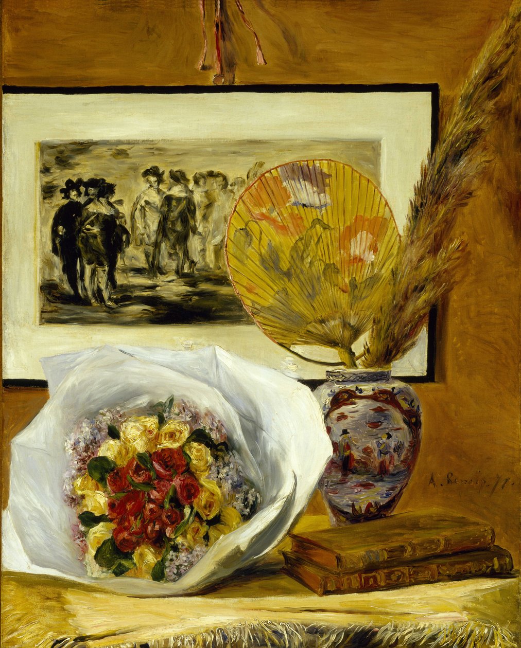 Asetelma kukkakimpun kanssa, 1871 tekijältä Pierre Auguste Renoir