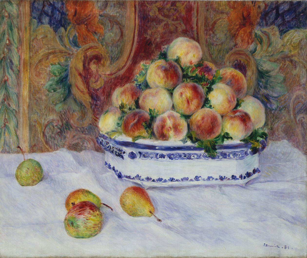 Persikkainen asetelma, 1881 tekijältä Pierre Auguste Renoir