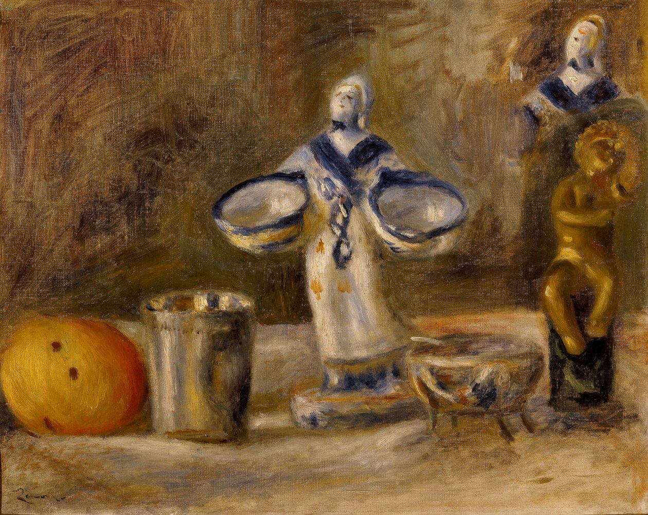 Asetelma fajanssifiguurilla, post c1880 tekijältä Pierre Auguste Renoir