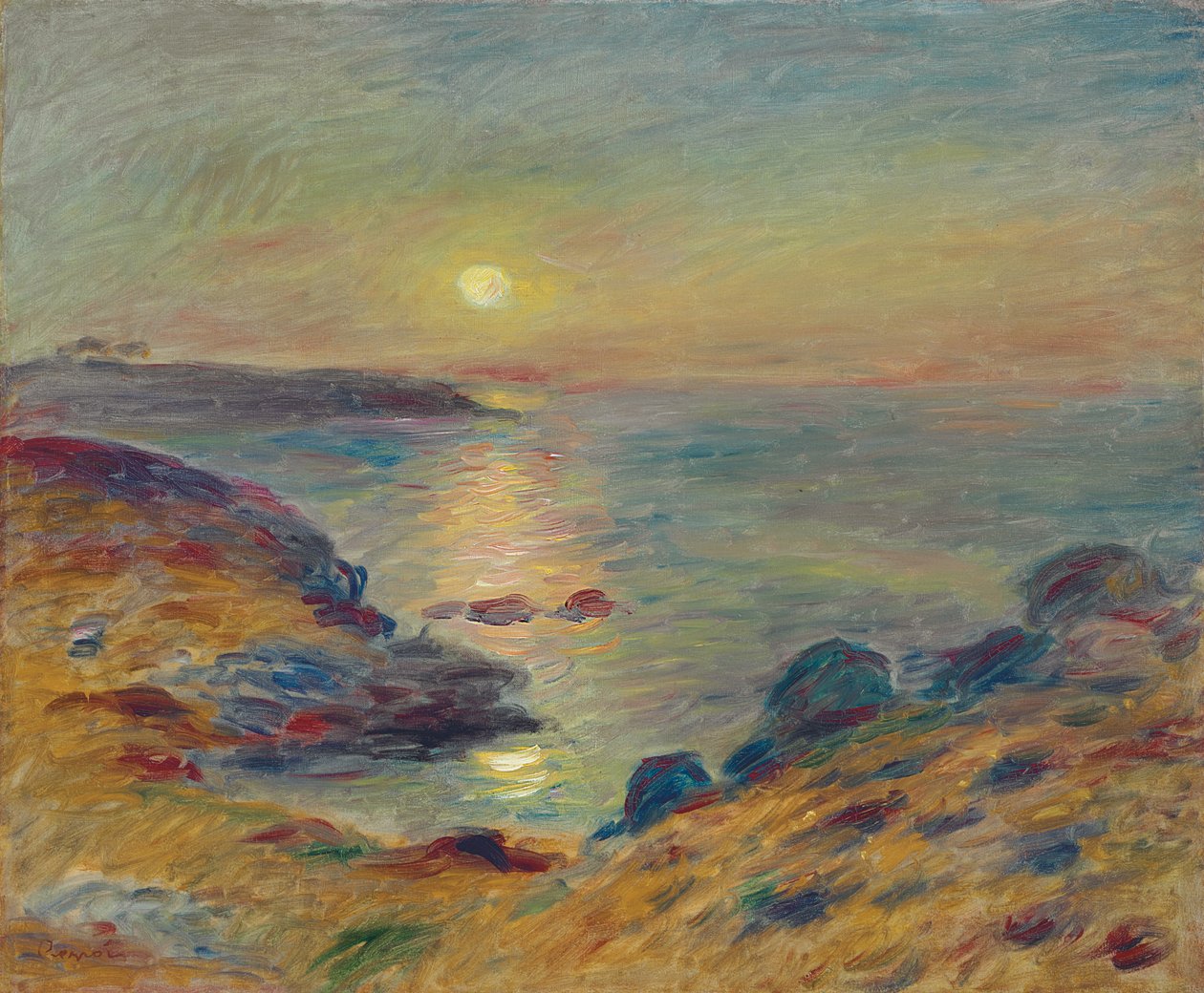 Auringonlasku Douarnenezissä, n. 1883 tekijältä Pierre Auguste Renoir