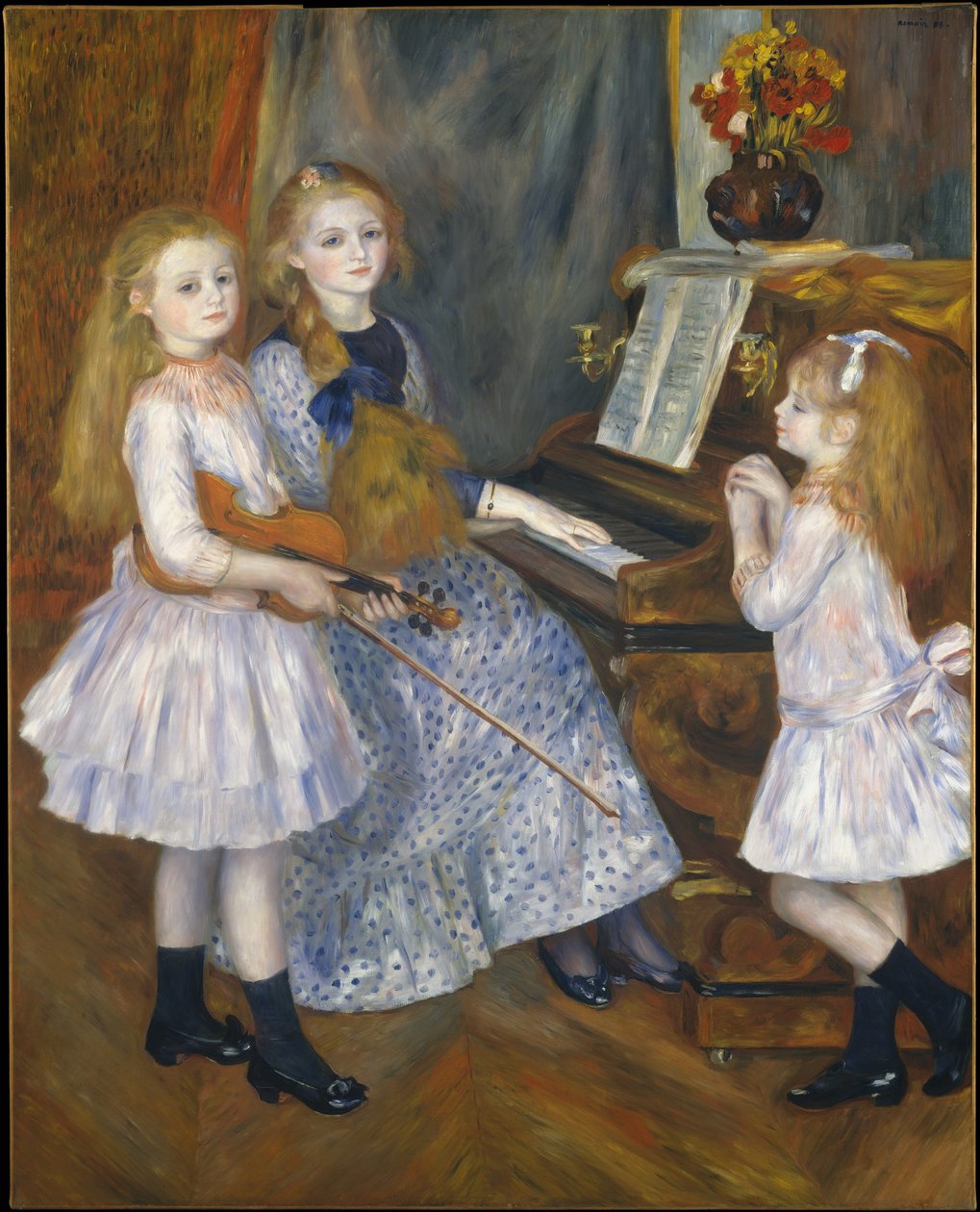 Catulle Mendesin tyttäret pianolla tekijältä Pierre Auguste Renoir
