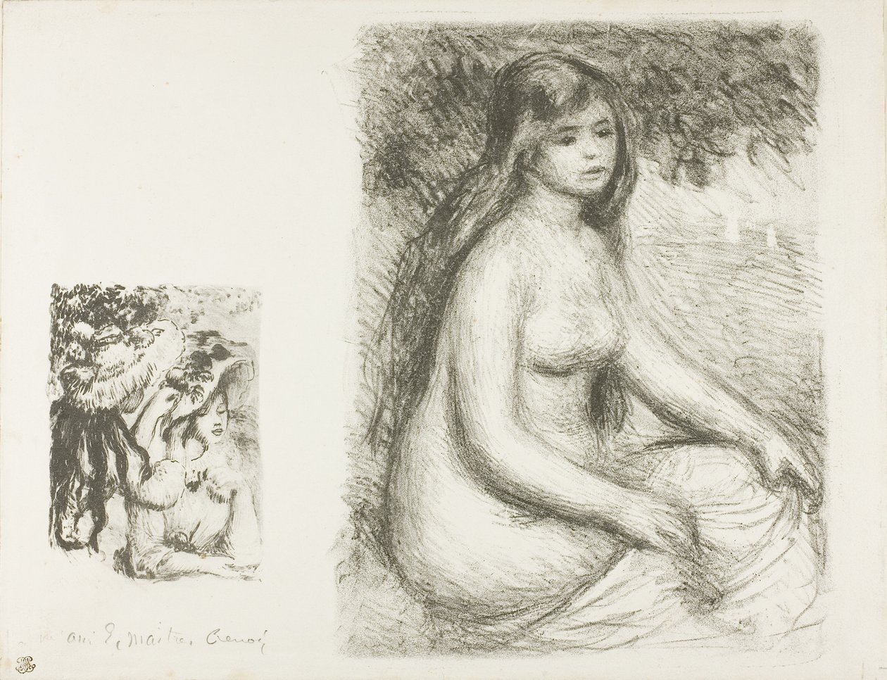 Kiinnitetty hattu ja kylpylä tekijältä Pierre Auguste Renoir