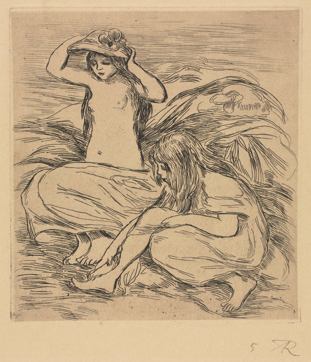 Kaksi uimaria, 1895. tekijältä Pierre Auguste Renoir