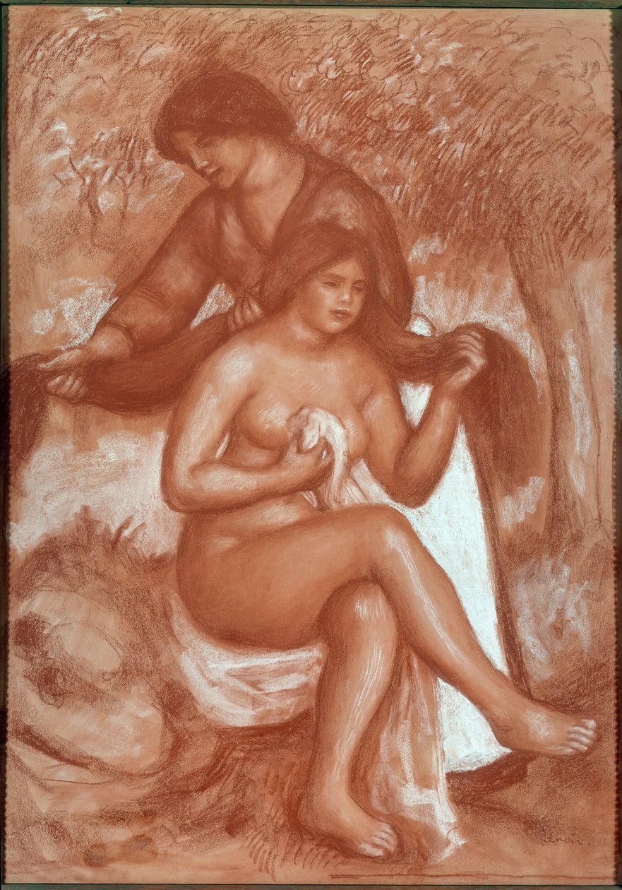 Uimarin wc (Chalk et sanguine -piirros tekijältä Pierre Auguste Renoir