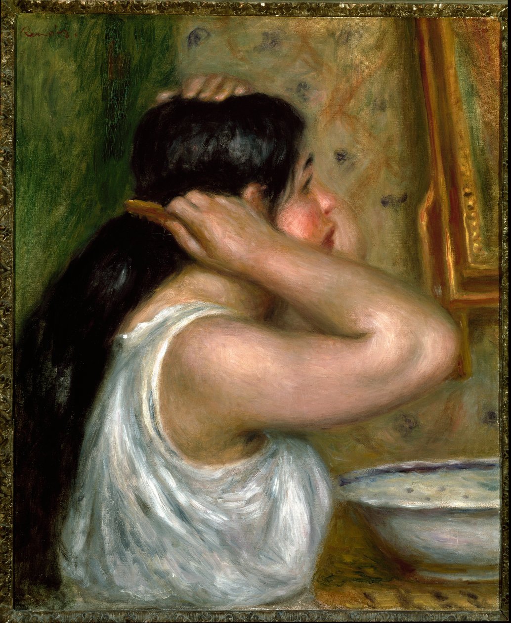 WC: nainen maalaa itsensä (öljy kankaalle tekijältä Pierre Auguste Renoir