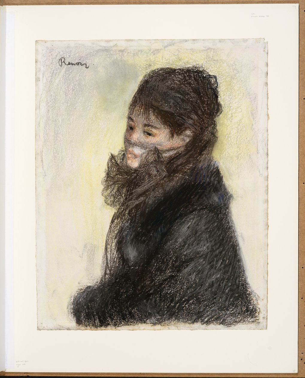 Hunnutettu nainen, n. 1877-1879 (liitu, pastelli, paperi) tekijältä Pierre Auguste Renoir
