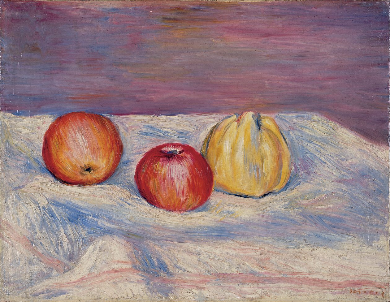 Kaksi omenaa ja kvitteni; Kaksi omenaa ja kvitteni, n. 1900 tekijältä Pierre Auguste Renoir