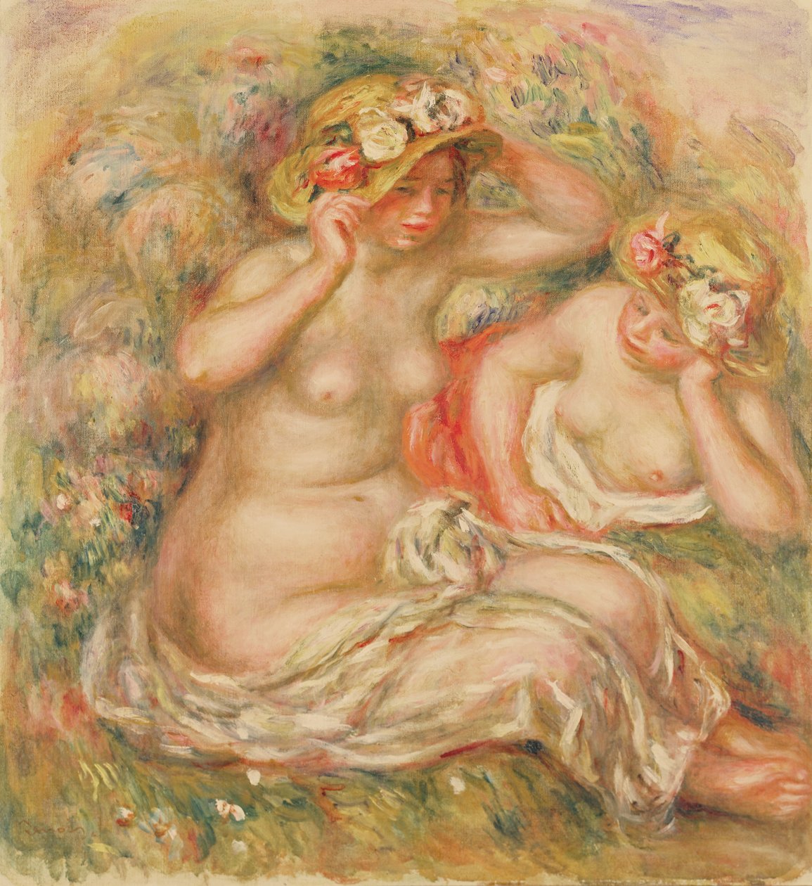Kaksi alastonhattua yllään tekijältä Pierre Auguste Renoir