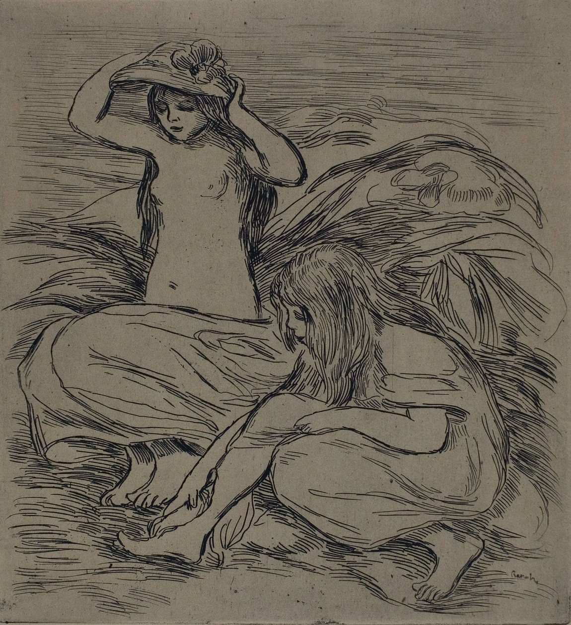 Kaksi naista uimassa tekijältä Pierre Auguste Renoir