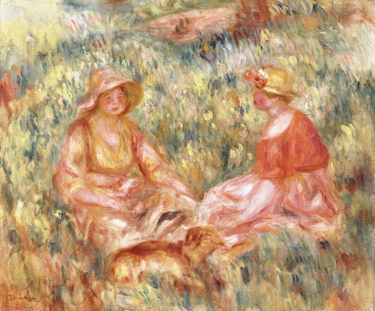 Kaksi naista ruohossa, n. 1910 tekijältä Pierre Auguste Renoir