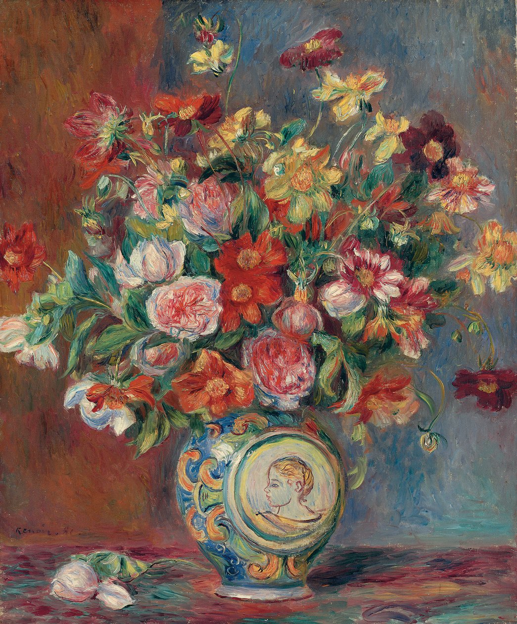 Maljakko kukilla; Vase de fleurs, 1881 tekijältä Pierre Auguste Renoir