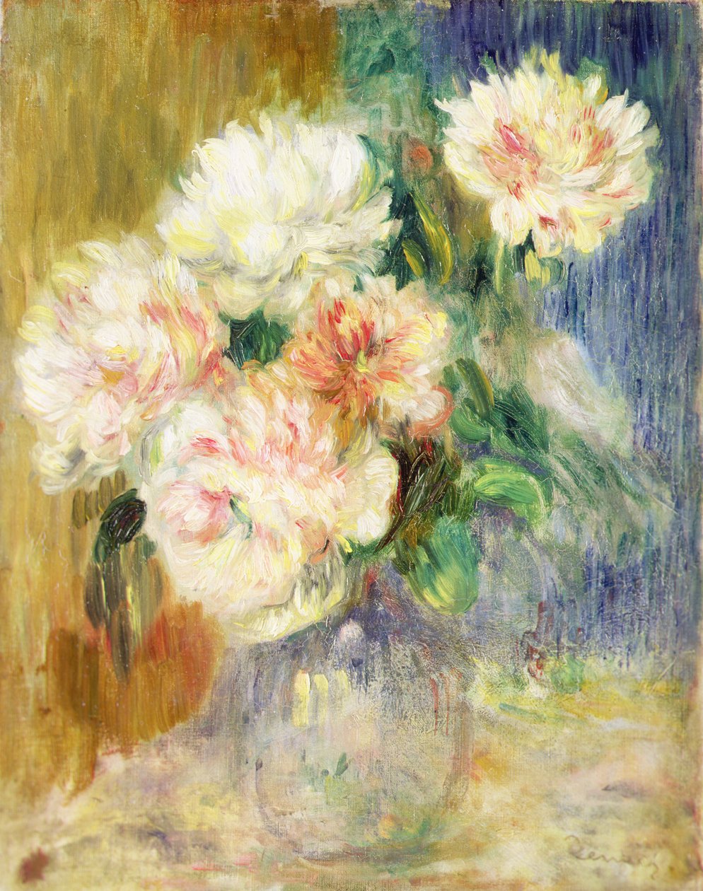 Maljakko pionien kanssa (öljy kankaalle) tekijältä Pierre Auguste Renoir