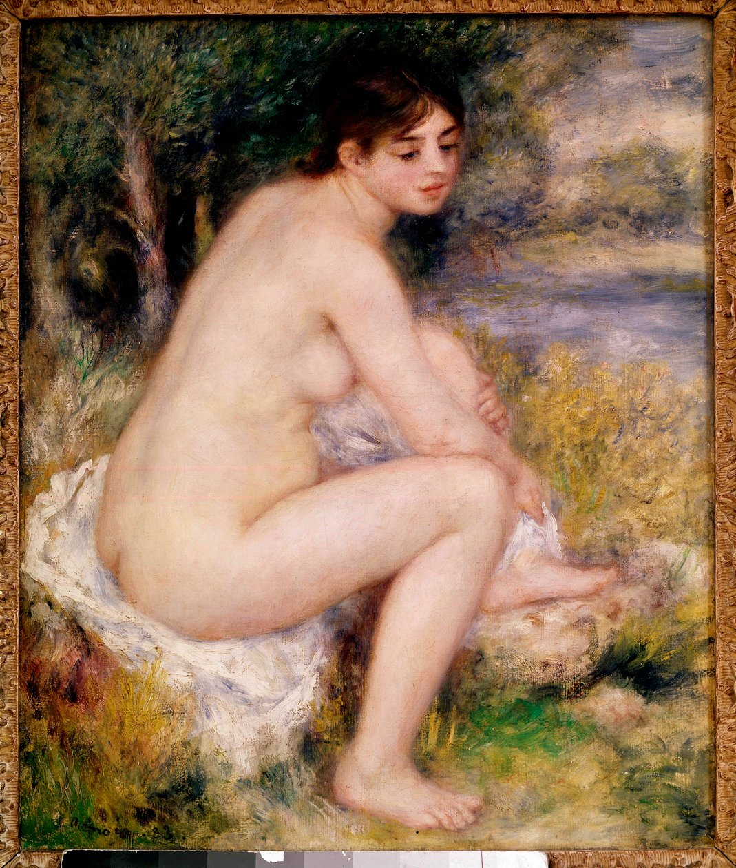 Pierre Auguste Renoirin (1841-1919) alastonnainen maisemamaalauksessa 1883 Pariisi, Musee d