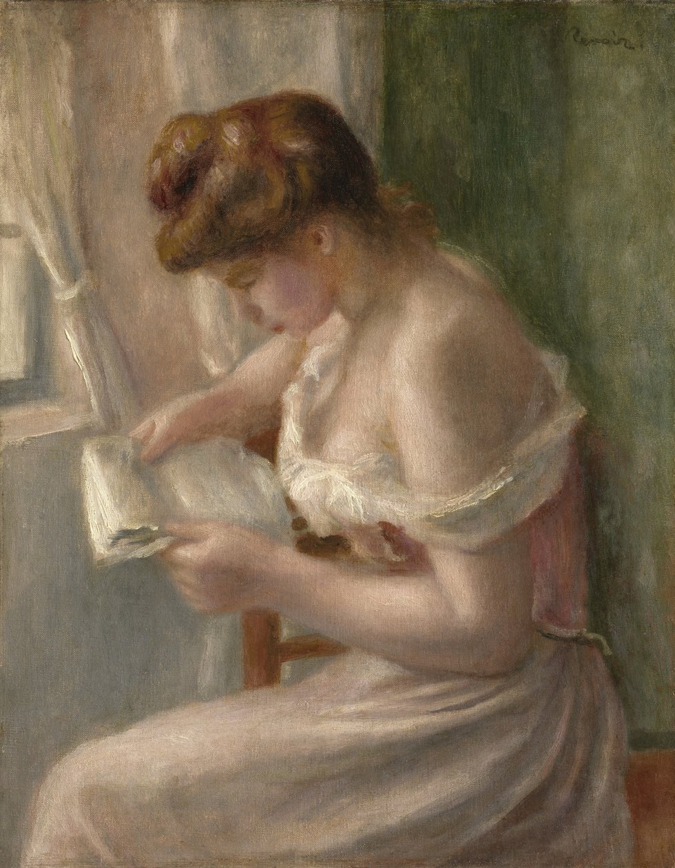 Woman Reading, n. 1895 tekijältä Pierre Auguste Renoir