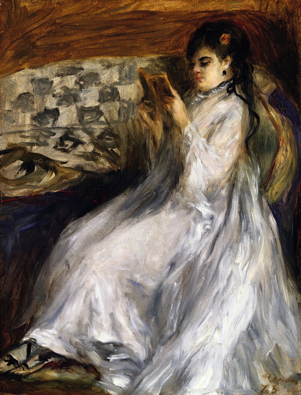 Nainen valkoisessa käsittelyssä tekijältä Pierre Auguste Renoir