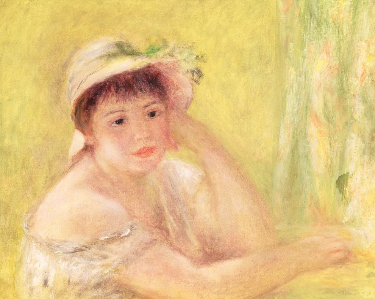 Nainen olkihatussa, 1879 tekijältä Pierre Auguste Renoir