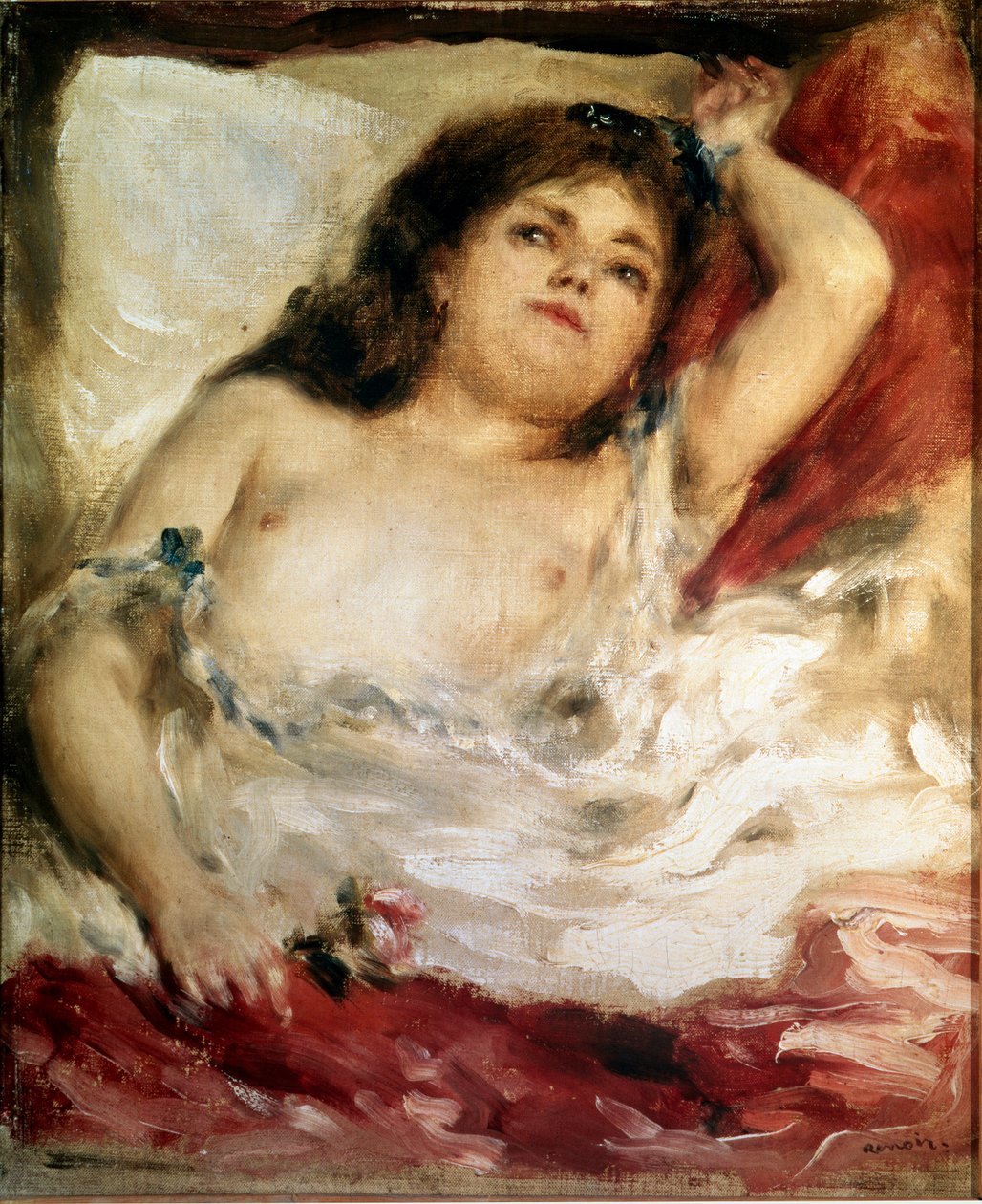 Nainen venyttelee: ruusu. Pierre Auguste Renoirin maalaus (Pierre-Auguste tekijältä Pierre Auguste Renoir