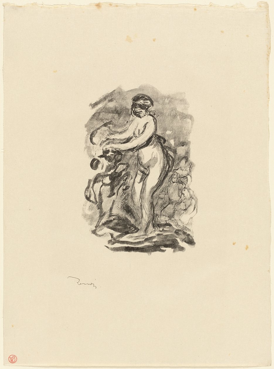 Nainen, jolla on viinirypäle, 1. variantti tekijältä Pierre Auguste Renoir