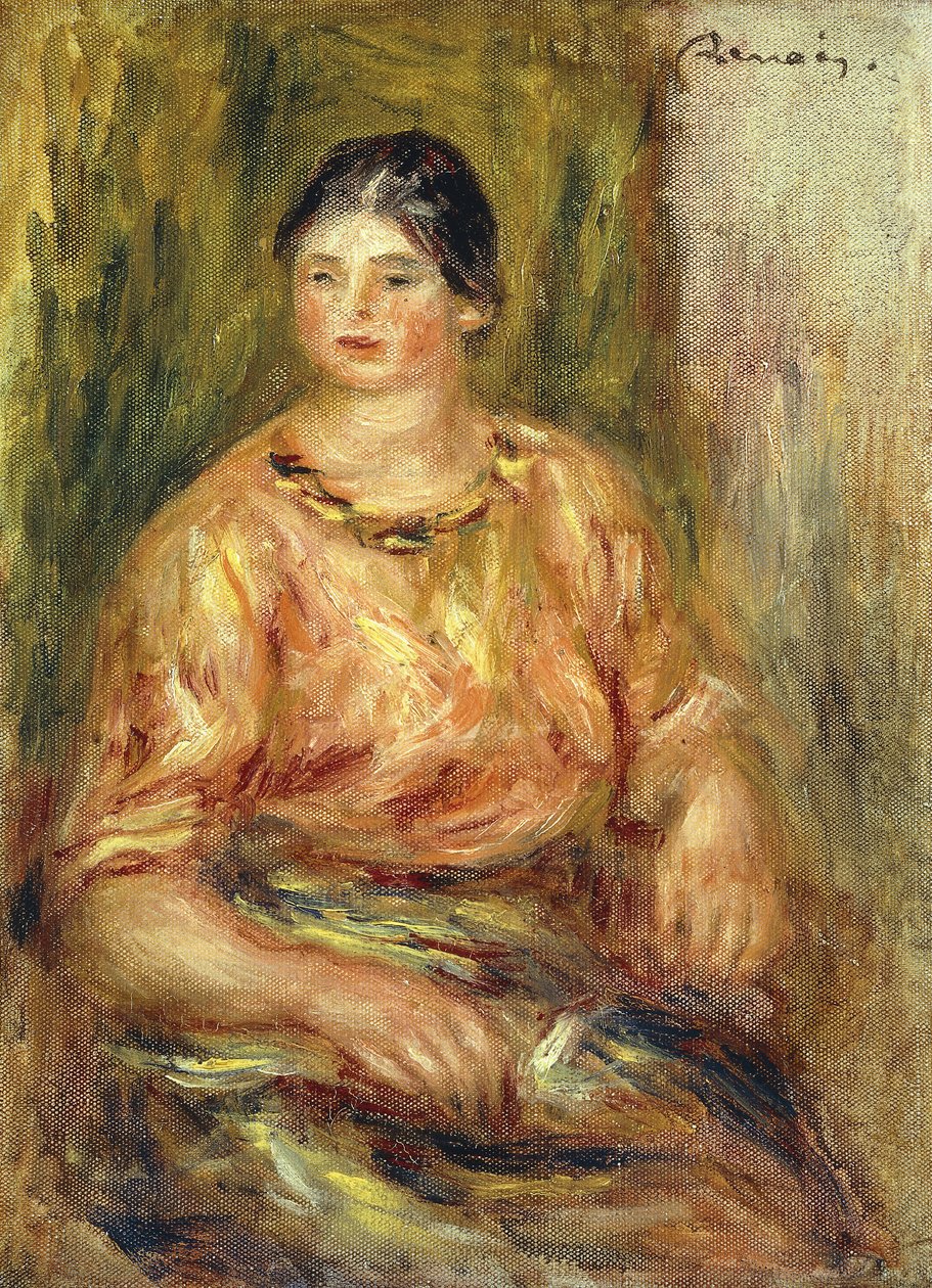 nainen Rose Corsage; Femme au Corsage Rose tekijältä Pierre Auguste Renoir