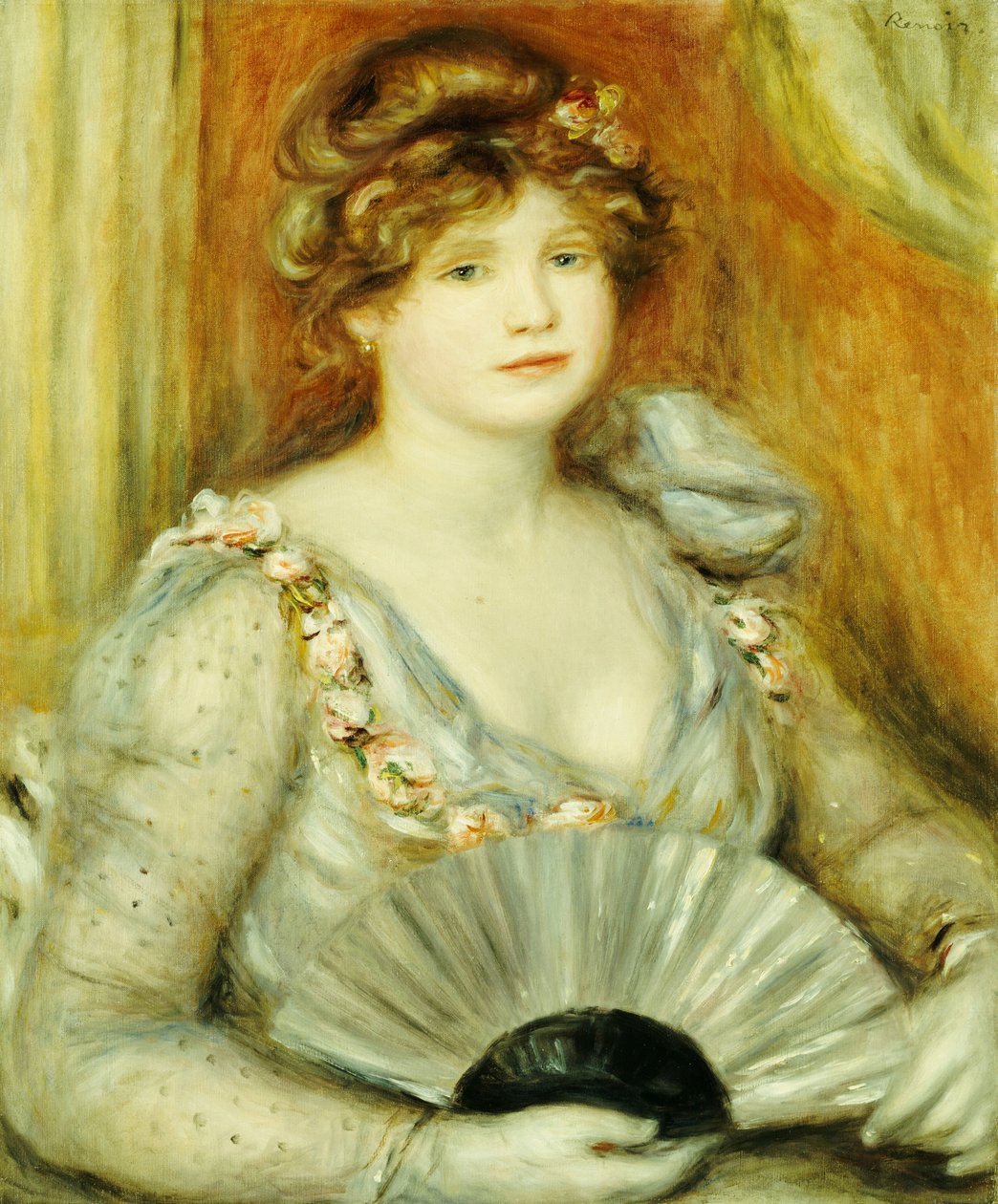 Nainen tuulettimen kanssa tekijältä Pierre Auguste Renoir