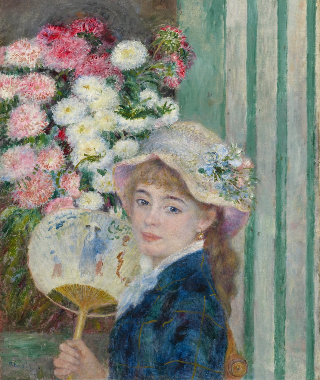 Nainen tuulettimen kanssa, n. 1879 tekijältä Pierre Auguste Renoir