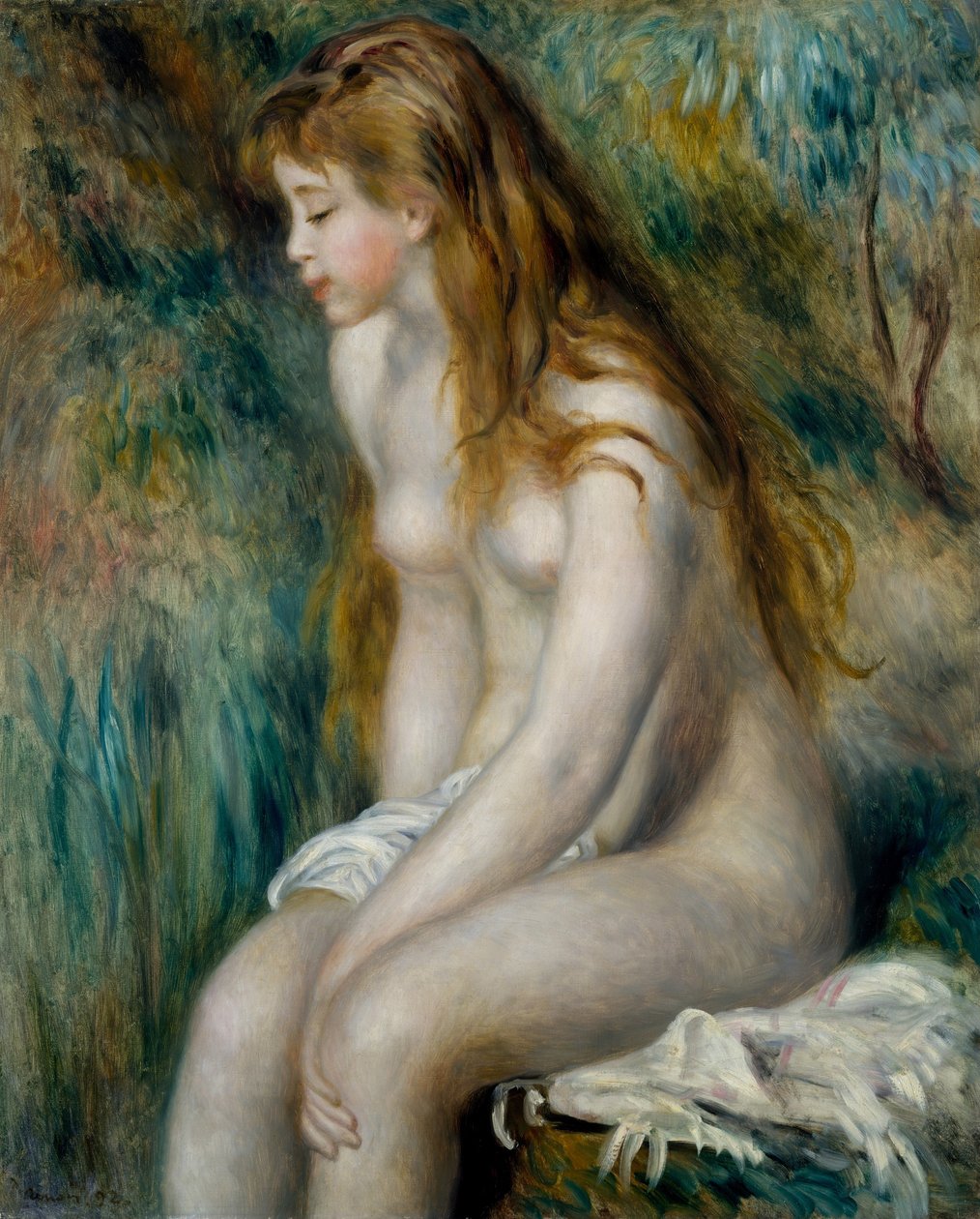 Nuori tyttö kylpemässä tekijältä Pierre Auguste Renoir