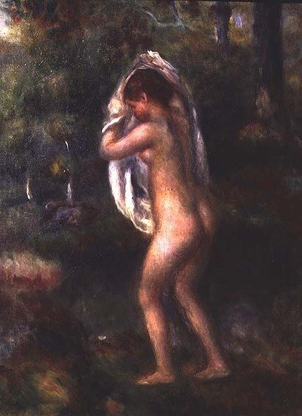 Nuori tyttö riisuutumassa (öljy kankaalle) tekijältä Pierre Auguste Renoir