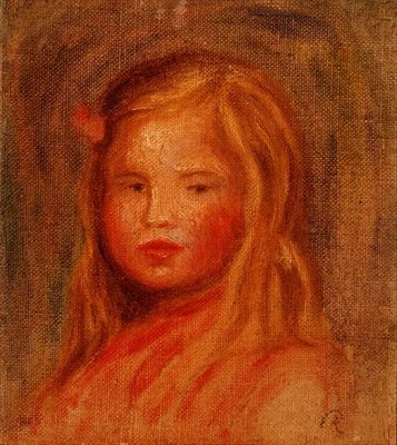 Nuori tyttö pitkät hiukset (öljy kankaalle) tekijältä Pierre Auguste Renoir