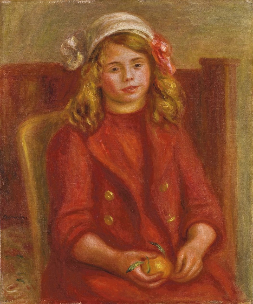 Nuori tyttö appelsiini; Fillette a l"appelsiini, 1911 tekijältä Pierre Auguste Renoir