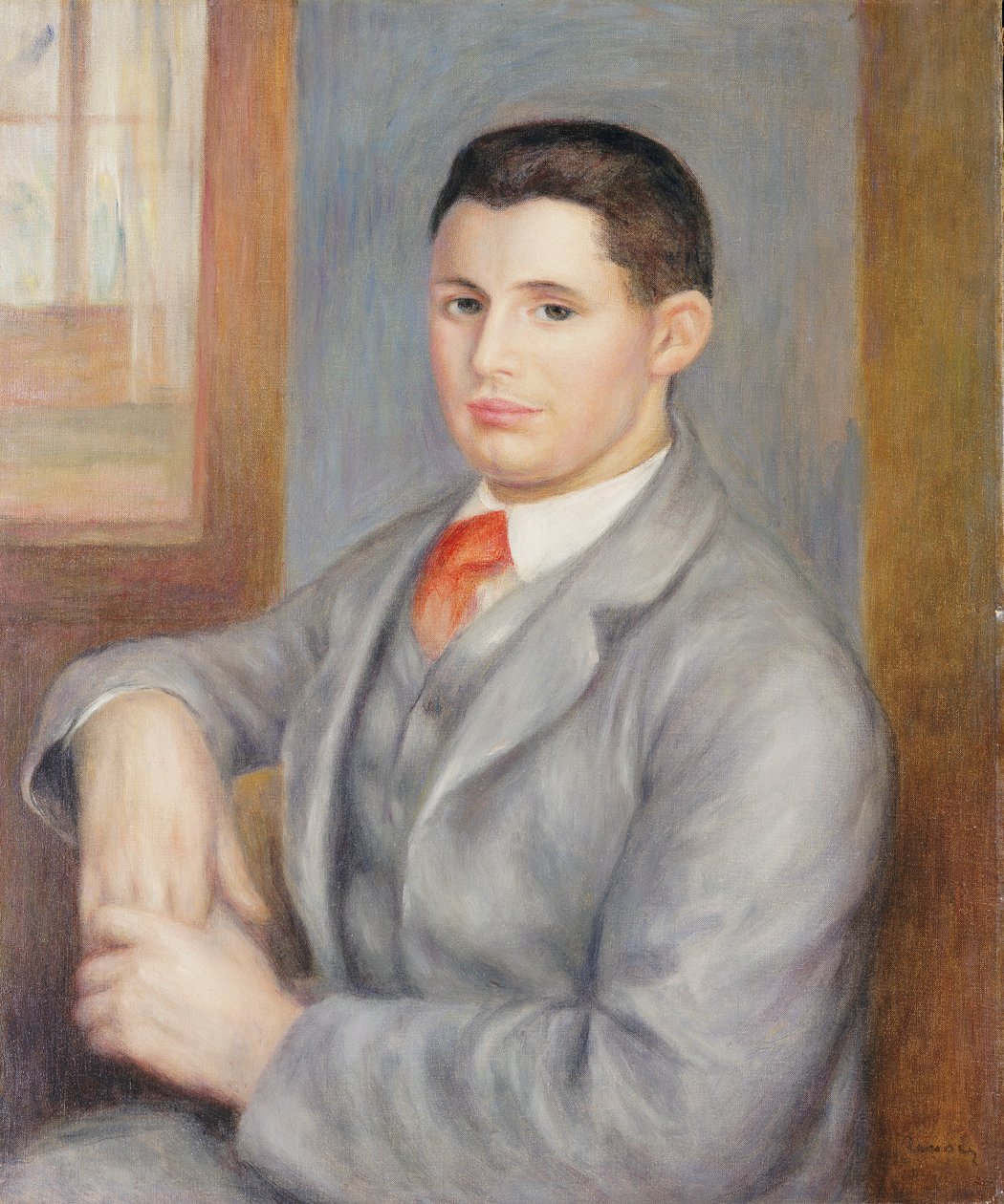 Nuori mies punaisella solmiolla, 1890 tekijältä Pierre Auguste Renoir