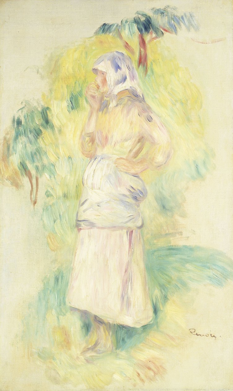 Nuori talonpoika syö omenaa; Talonpoikatyttö syö omenaa, n. 1894 tekijältä Pierre Auguste Renoir