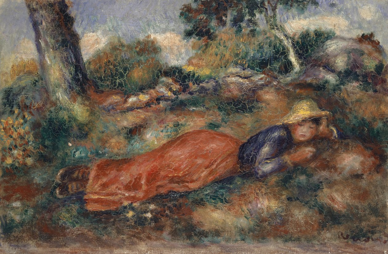 Nuori nainen makaa ruohikossa, 1890-95 tekijältä Pierre Auguste Renoir