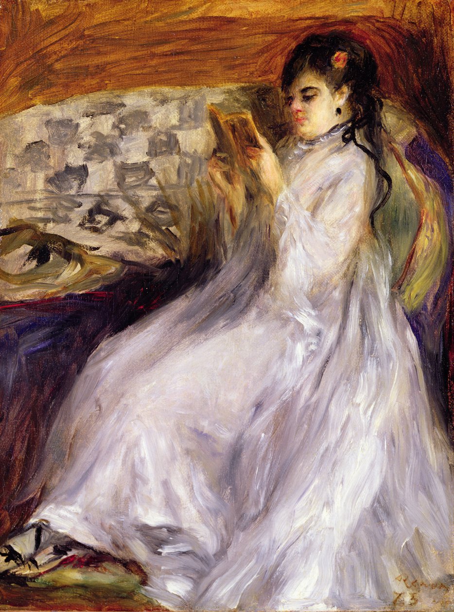 Nuori nainen lukemassa, n. 1873 (öljy kankaalle) tekijältä Pierre Auguste Renoir