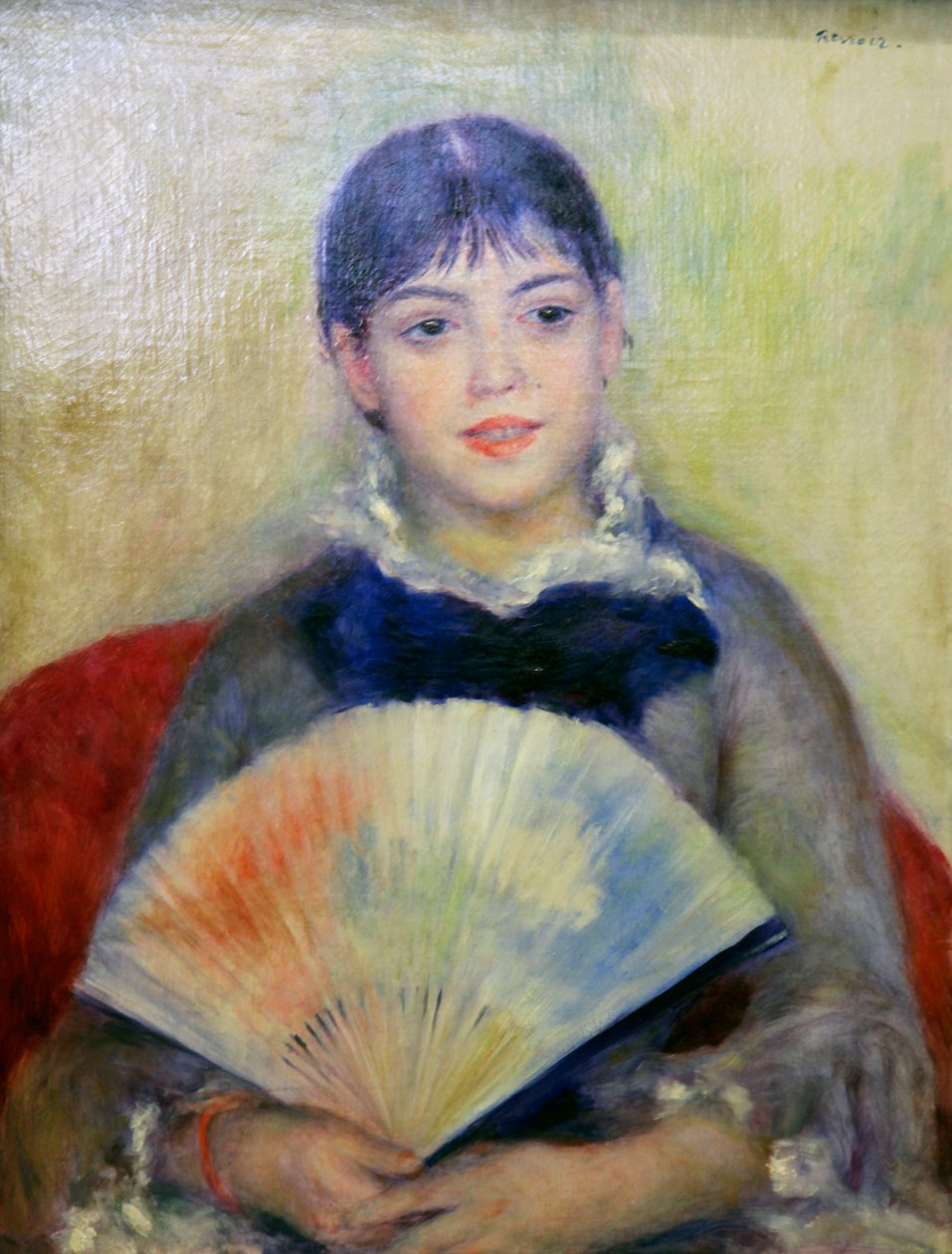 Nuori nainen tuulettimella, 1880 tekijältä Pierre Auguste Renoir