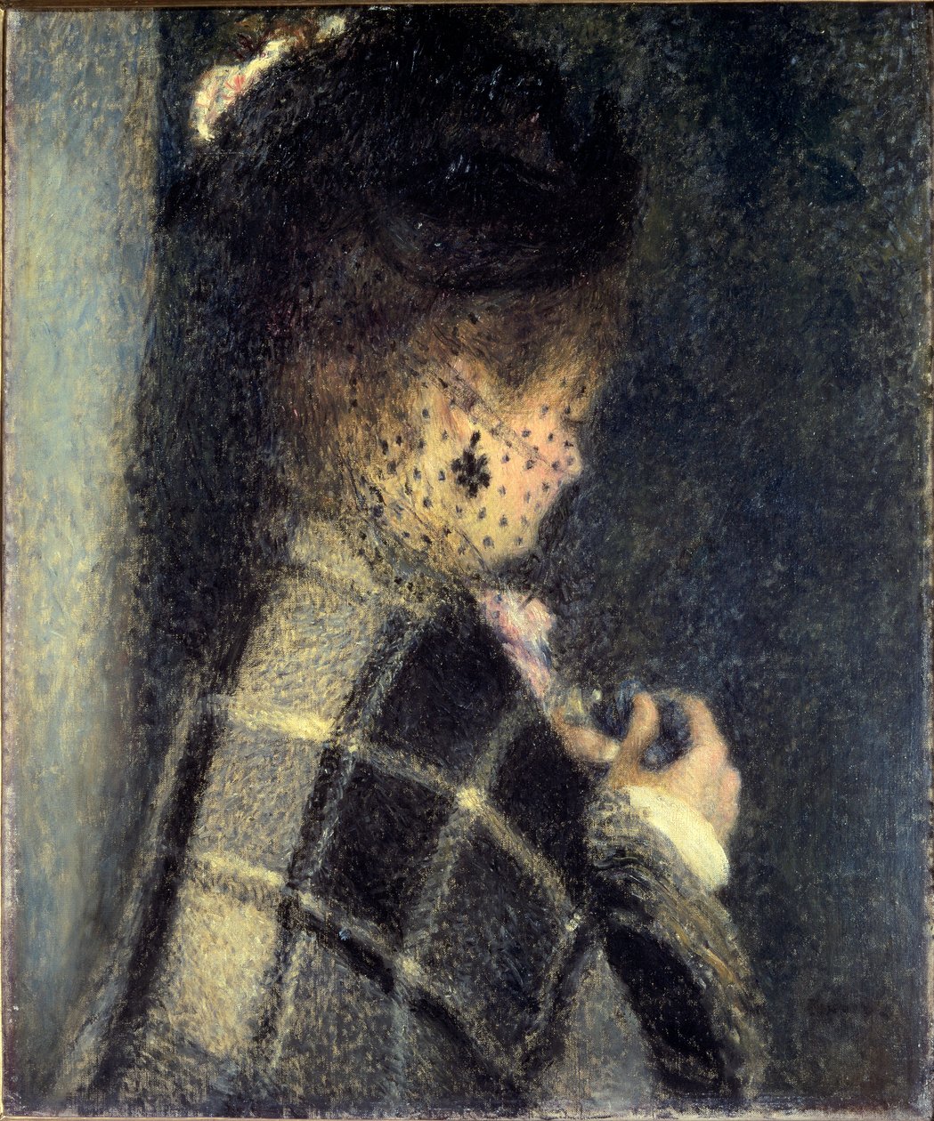 Nuori nainen pienellä hunnulla, n. 1870 (öljy kankaalle) tekijältä Pierre Auguste Renoir