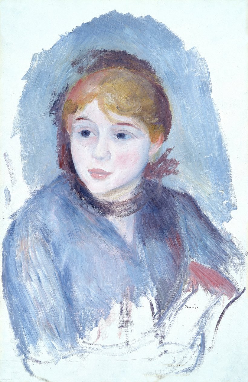 "Nuori tyttö sinisessä", c1882 tekijältä Pierre Auguste Renoir