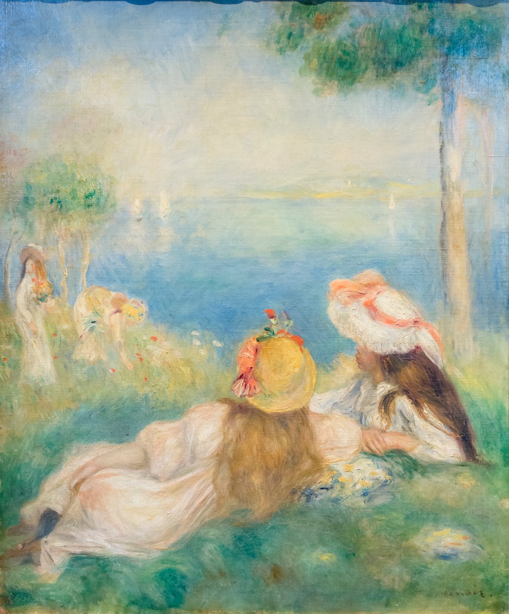 Nuoret tytöt meren rannalla, n. 1894 (öljy kankaalle) tekijältä Pierre Auguste Renoir