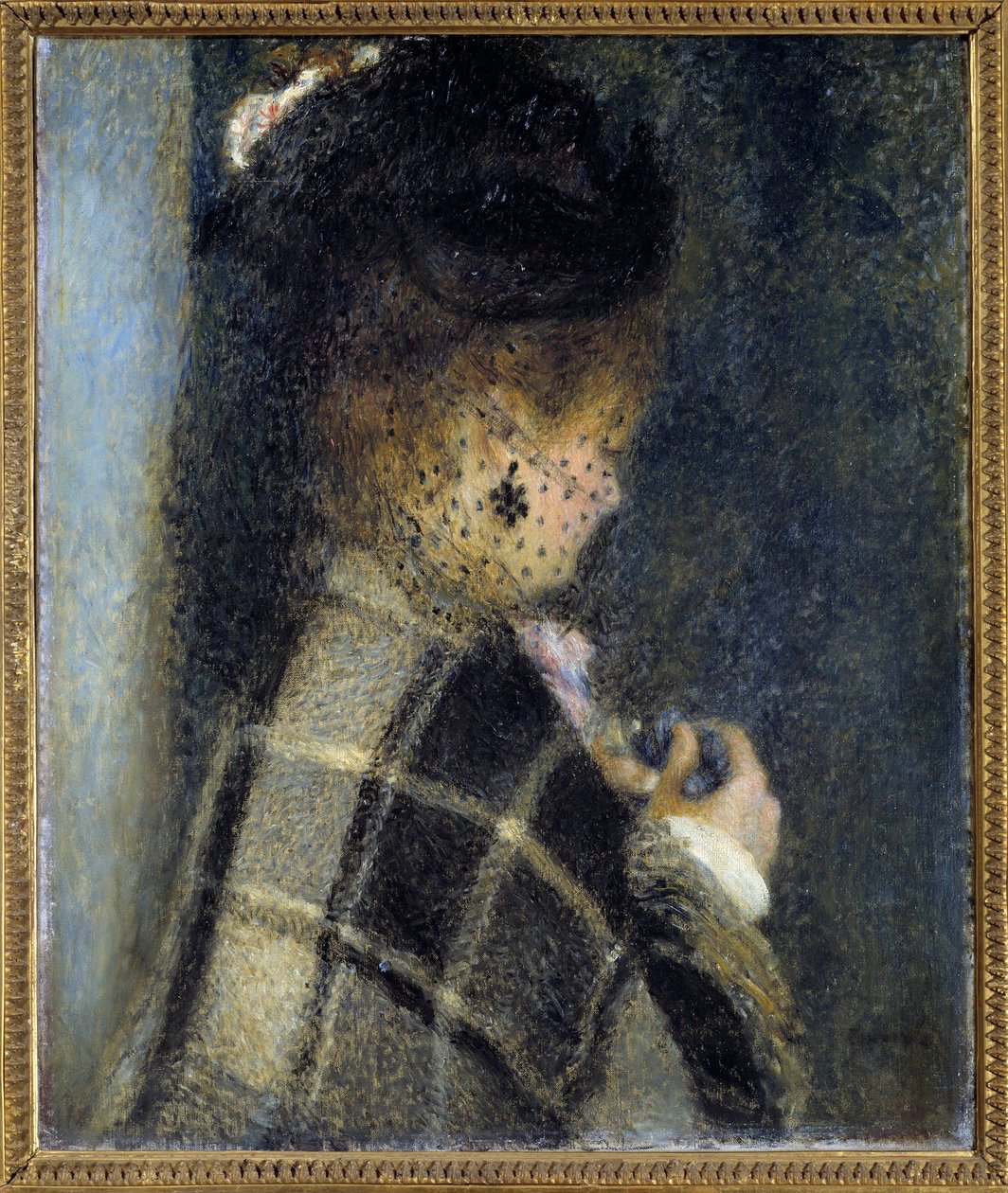 Nuori nainen hunnulla Pierre Auguste Renoirin (1841-1919) maalaus noin 1870 su. 0,61x0,51 m Pariisi, musee d