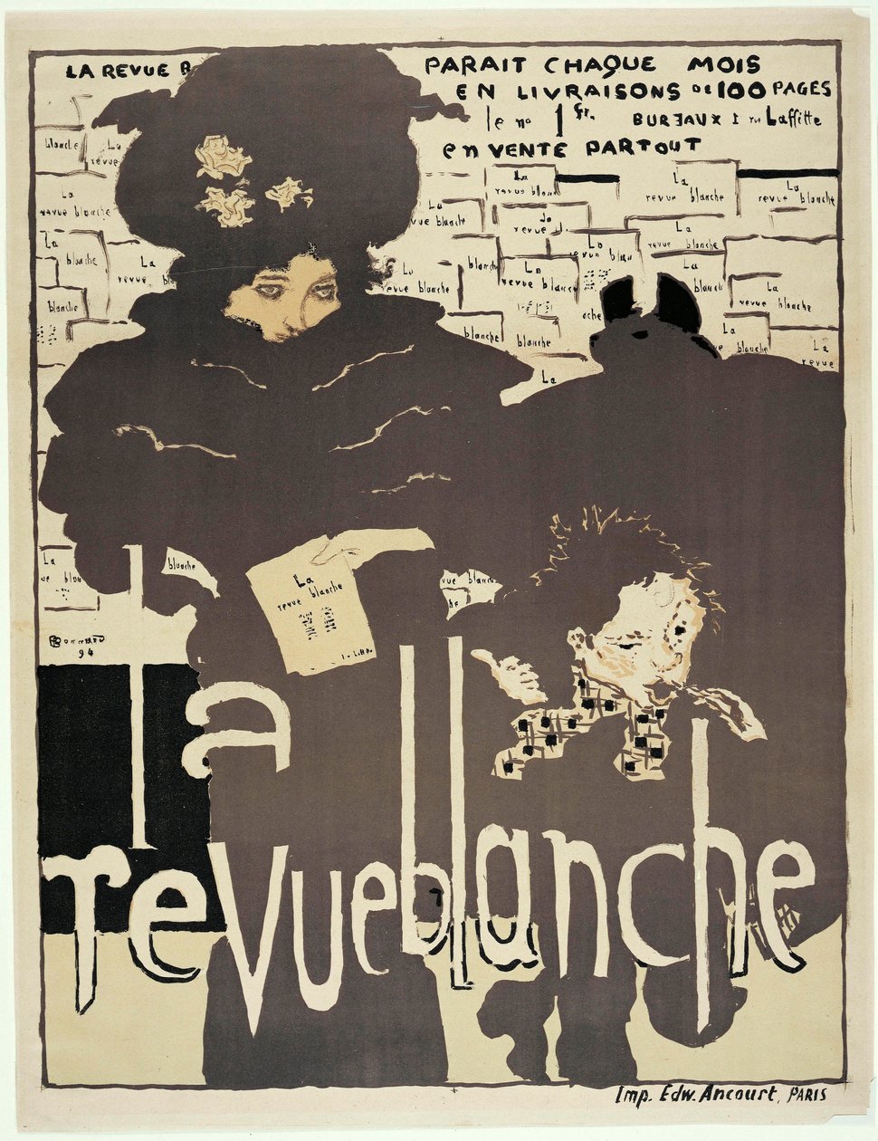 Paina juliste ""La Revue blanche"". Misia Sertin (1872-1950) muotokuva (?). Pierre Bonnardin taideteos (1867-1947) tekijältä Pierre Bonnard