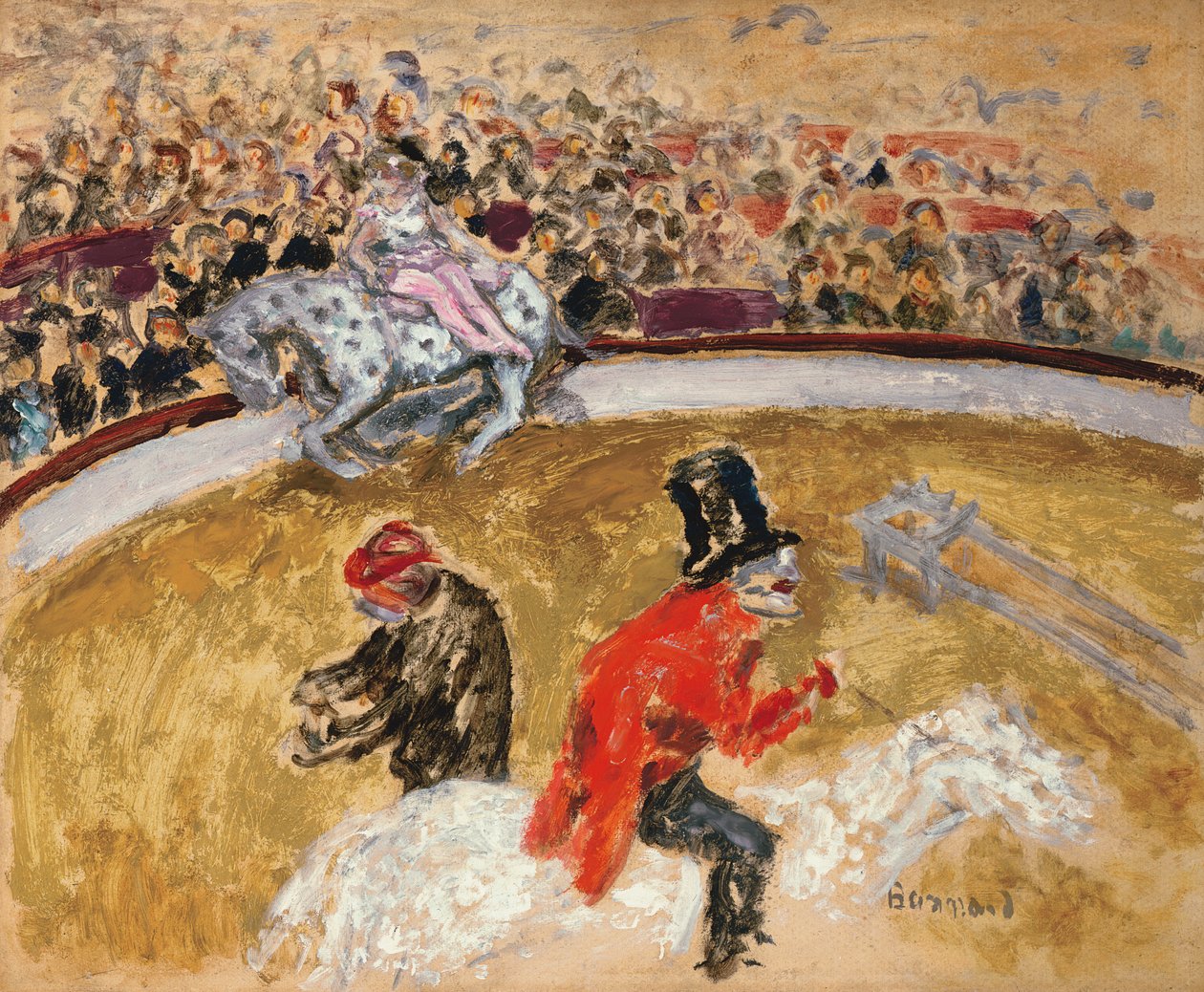 Sirkuksessa, noin 1897 (öljy kartongille). tekijältä Pierre Bonnard