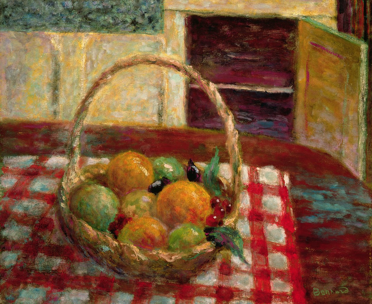 Hedelmäkori pöydällä tekijältä Pierre Bonnard