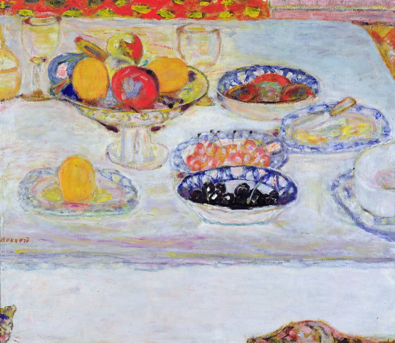 Hedelmäkulho ja lautaset, 1930-32 tekijältä Pierre Bonnard