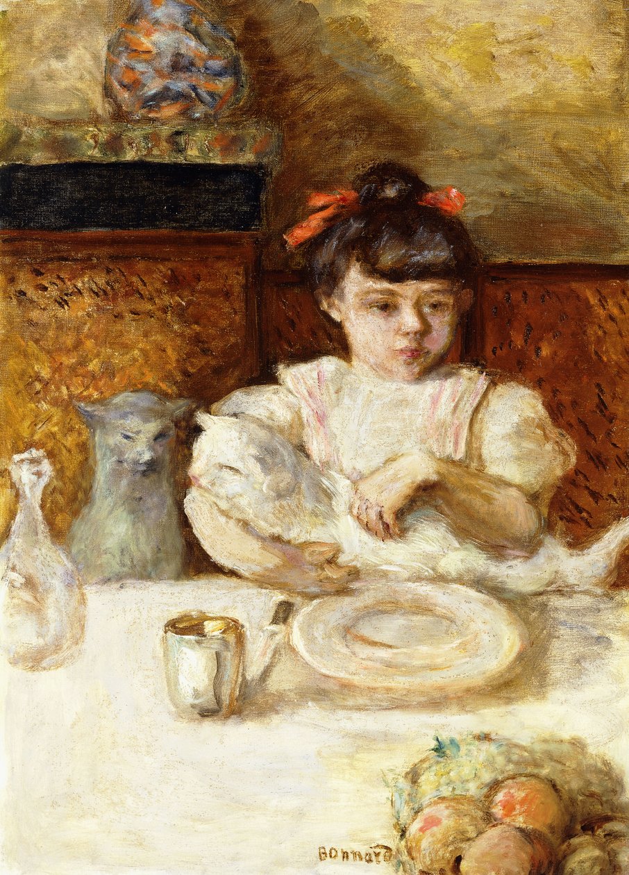 Lapsi ja kissat; Enfant et Chats, n. 1906 (öljy kankaalle) tekijältä Pierre Bonnard