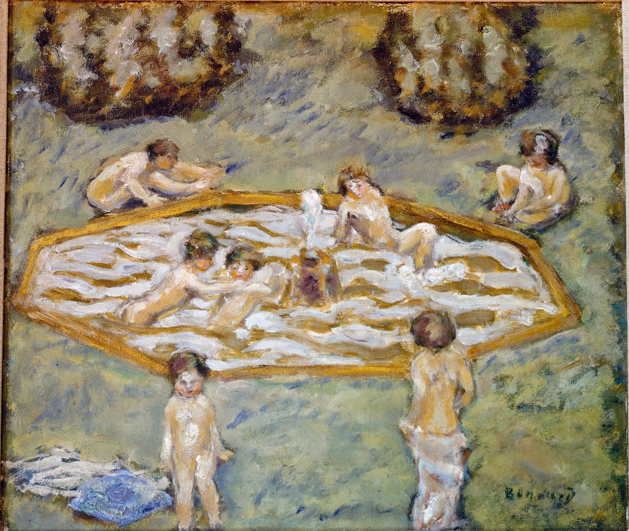 Lapset uima-altaassa Lapset leikkivät vedessä. Pierre Bonnardin (1867-1947) maalaus Lontoo, Marlborough Fine Arts tekijältä Pierre Bonnard