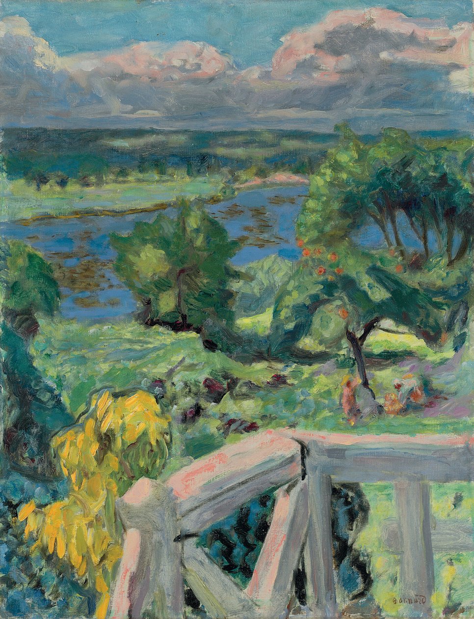 Auringonpolttama ("Ma Roulotten" terassi Vernonnetissa) tekijältä Pierre Bonnard