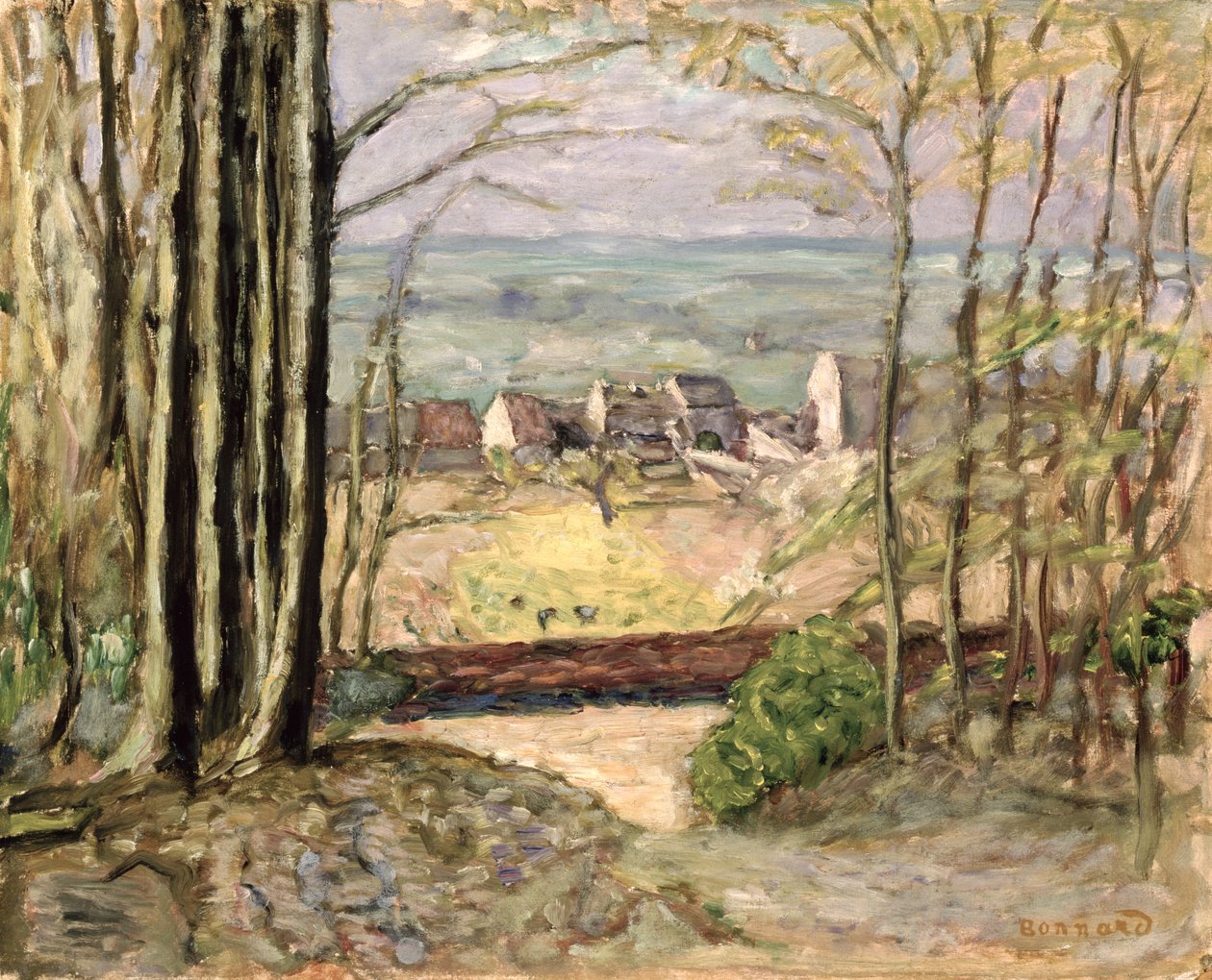 Metsänreuna, noin 1919 (öljy paneelille) tekijältä Pierre Bonnard