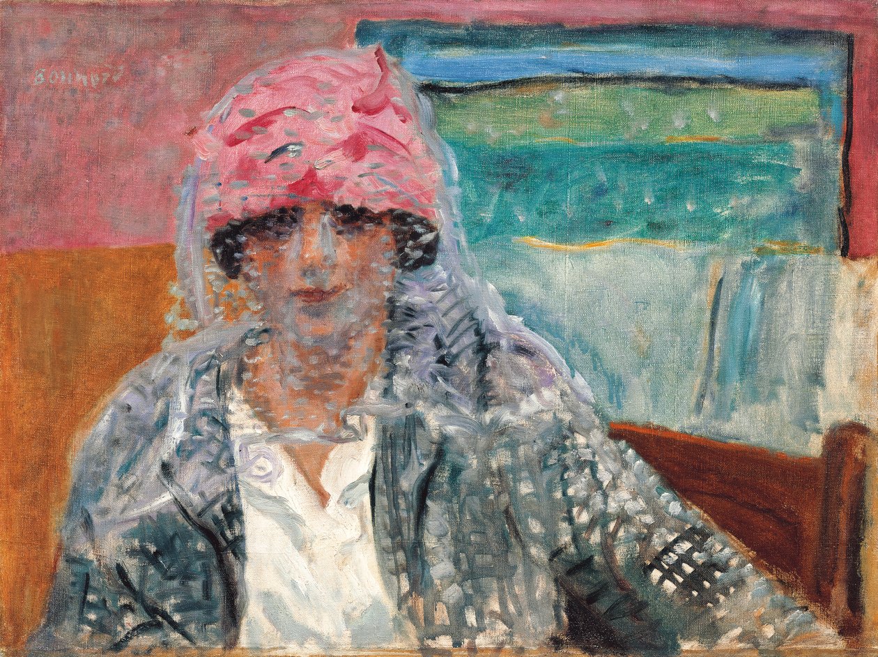 Nainen hunnulla (Mme Lucienne Dupuy de Frenelle), n. 1917 (öljy kankaalle) tekijältä Pierre Bonnard